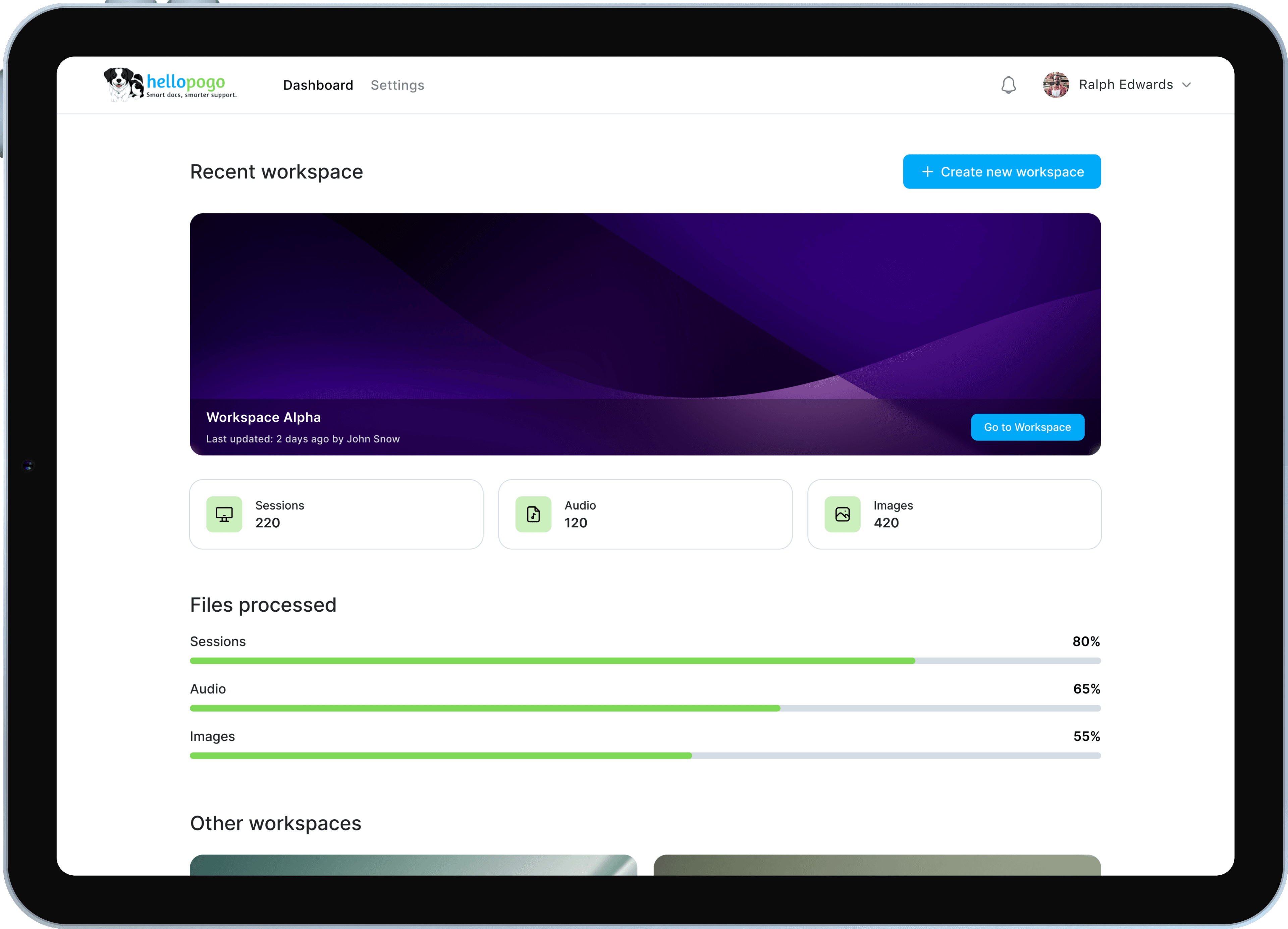 HelloPogo Dashboard Interface